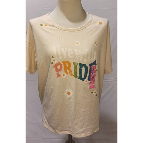Pride Women "Live with Pride"  T-Shirt Color Beige Size XXL -MSRP $36 - Picture 16 of 16